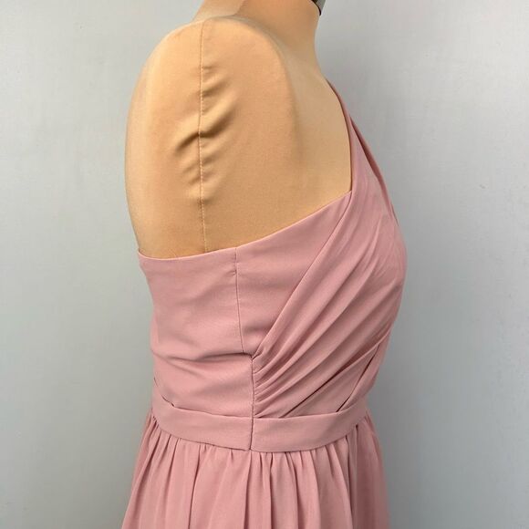 Alfred Angelo Dusty Rose One Shoulder Lined Chiffon Bridesmaid Dress Sz 10 - Picture 6 of 14